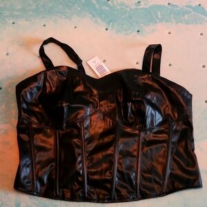 Faux leather corset crop top 1x 14-16